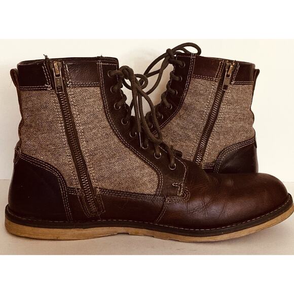 Mens Crevo Trilby Sz 11 Chestnut Lace Up Fabric Insets side zip Lthr Chukka Boot - Picture 4 of 6